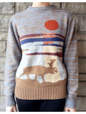 Vintage 'Caribou at Sunset' Southwest Pullover Sweater